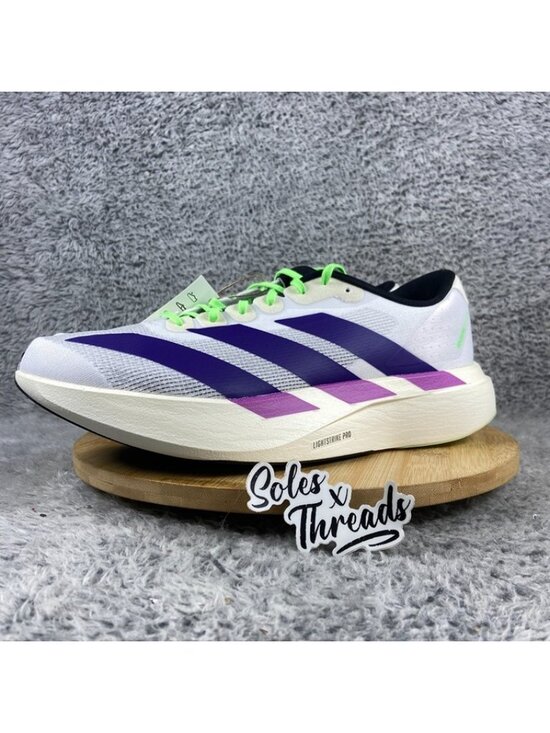 Adidas Adizero Evo SL Size 12 Men Running White Purple Lime Blast JS4495